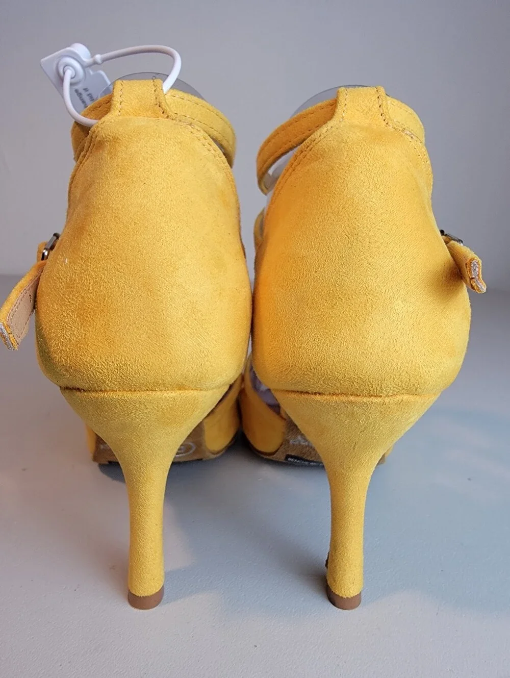 Suede Salsa Latin Dance Shoes Yellow, Strappy, 3.25
